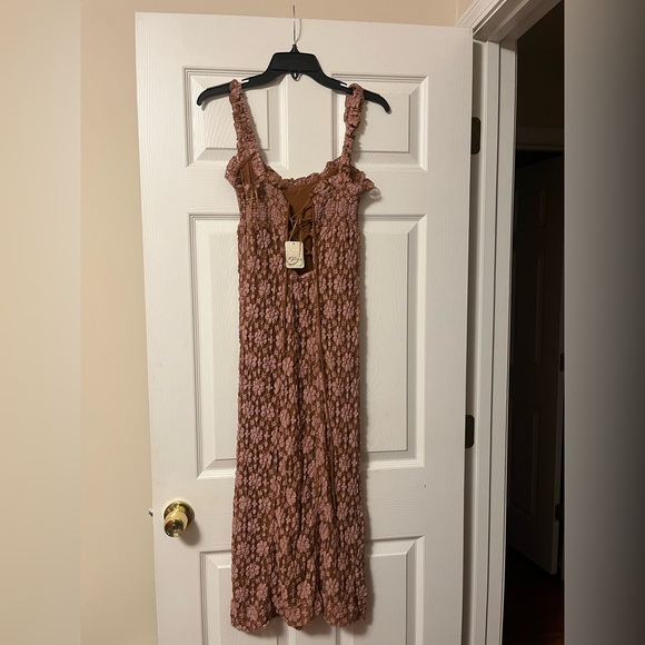 Free People Lucinda Lace Ginger Combo Boho Romantic Ethereal Midi Dress Size M Free People Lucinda Lace Ginger Combo Boho Romantic Ethereal Midi Dress Size M